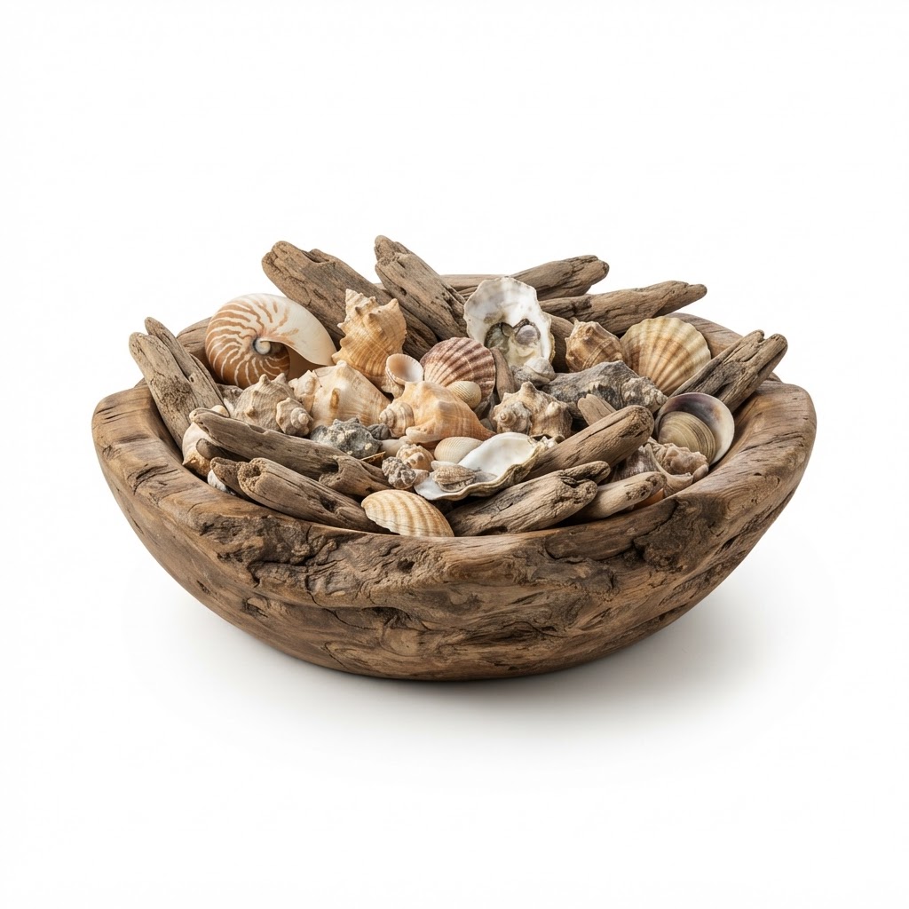 Shell and Driftwood Decorative Bowl