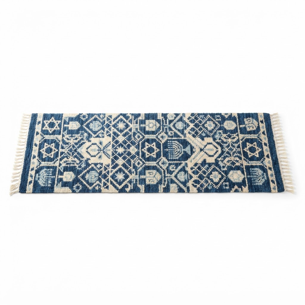 Handmade Blue Patterned Kitchen Runner