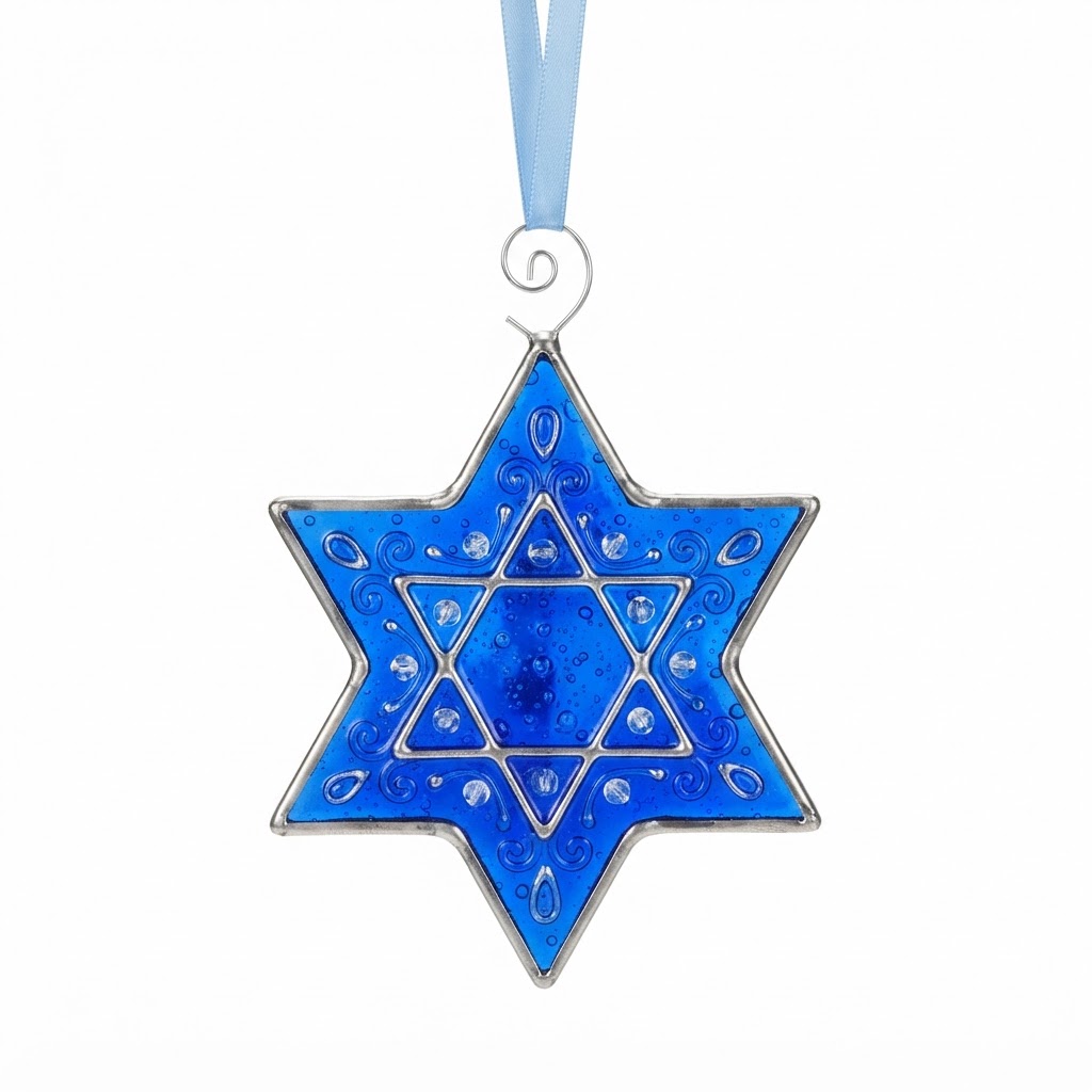 Hanukkah Star Blue Glass Ornaments