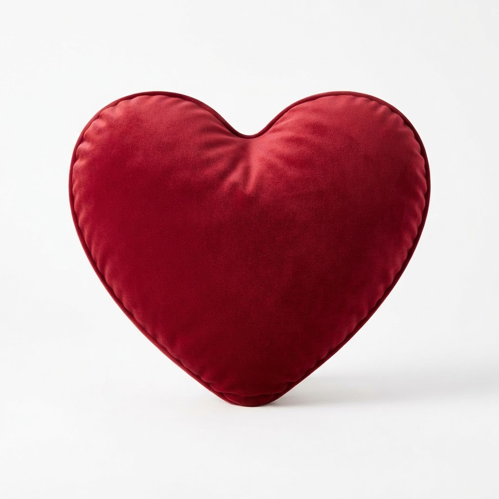 Heart-Shaped Velvet Accent Pillow