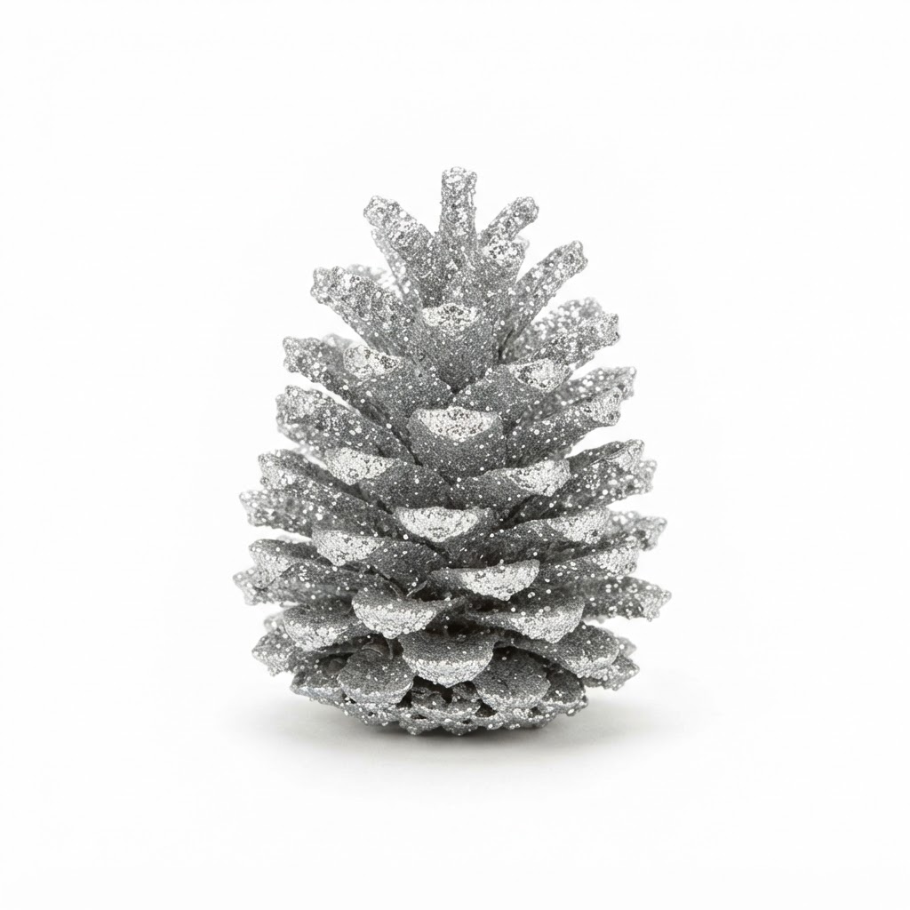 Sparkling Silver Pinecone Accents