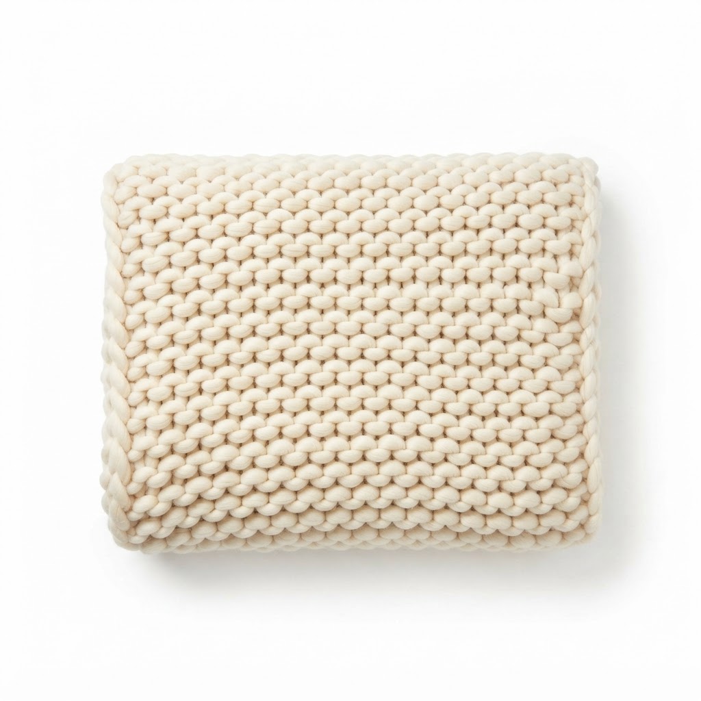 Cream Chunky Knit Throw Blanket