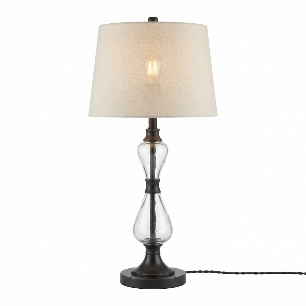 Transitional Iron and Glass Desk Lamp