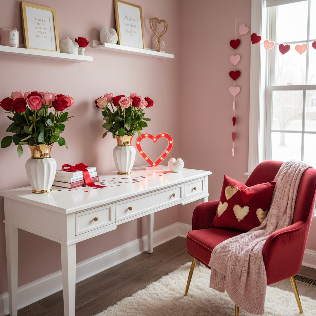 Glam Valentine's Day Home Office