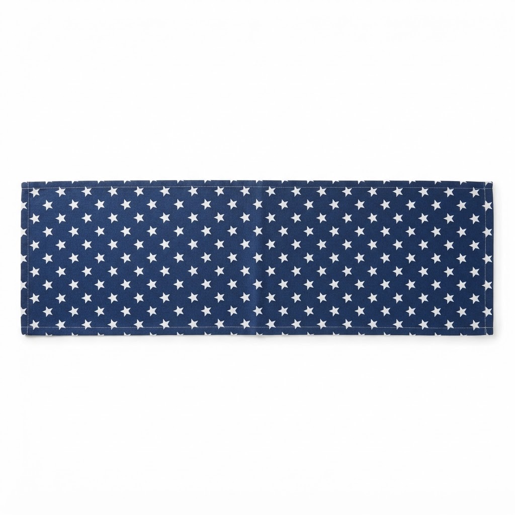 Blue and White Star Cotton Table Runner