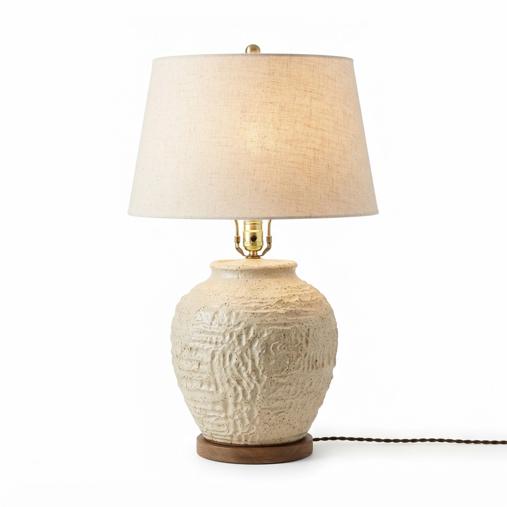 Cream Textured Ceramic Table Lamp