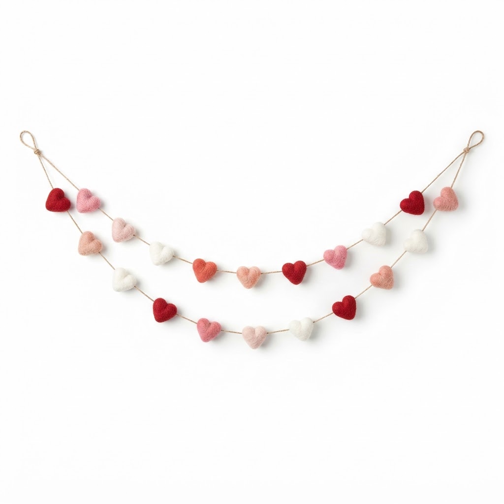 Felted Heart Garland