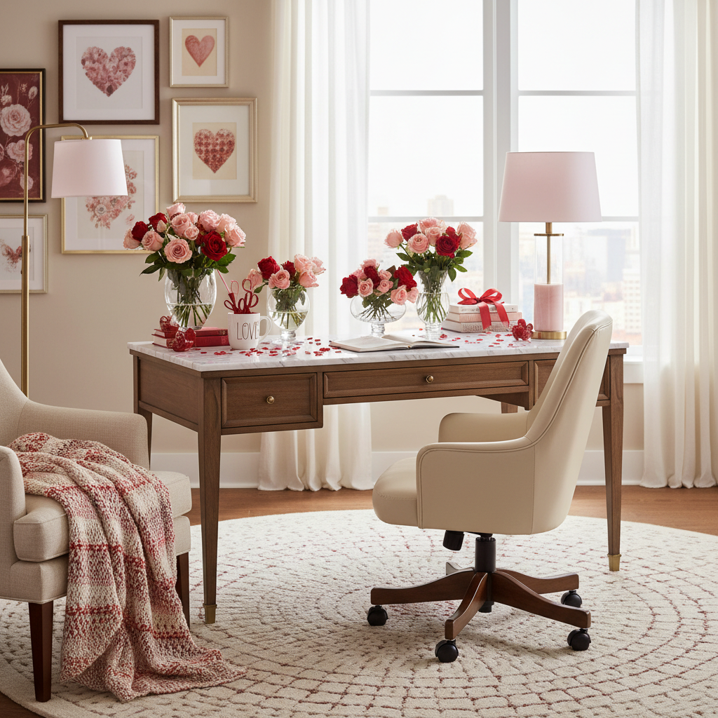 Transitional Valentine's Day Home Office