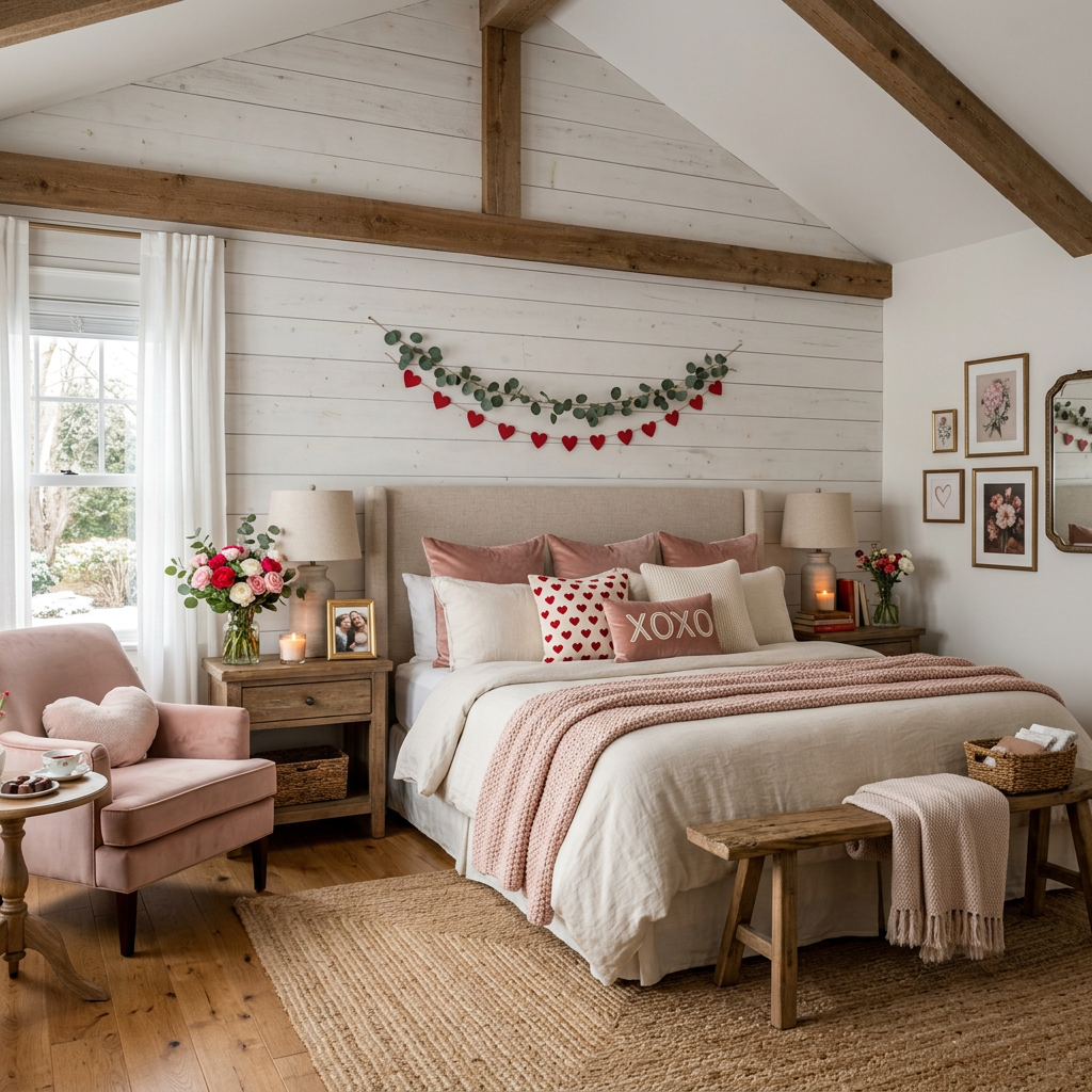 Modern Cottage Valentine's Day Master Bedroom