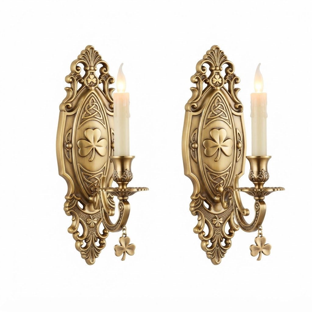 Gold Tone Wall Sconce Set