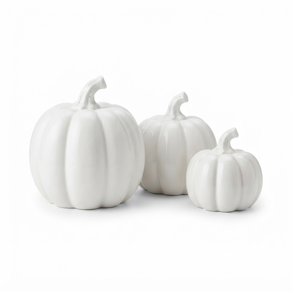 White Ceramic Decorative Pumpkin Set