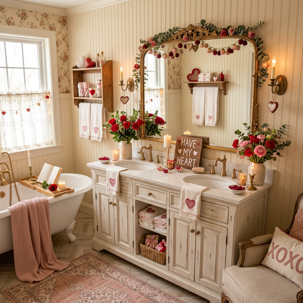 Cottagecore Valentine's Day Master Bathroom