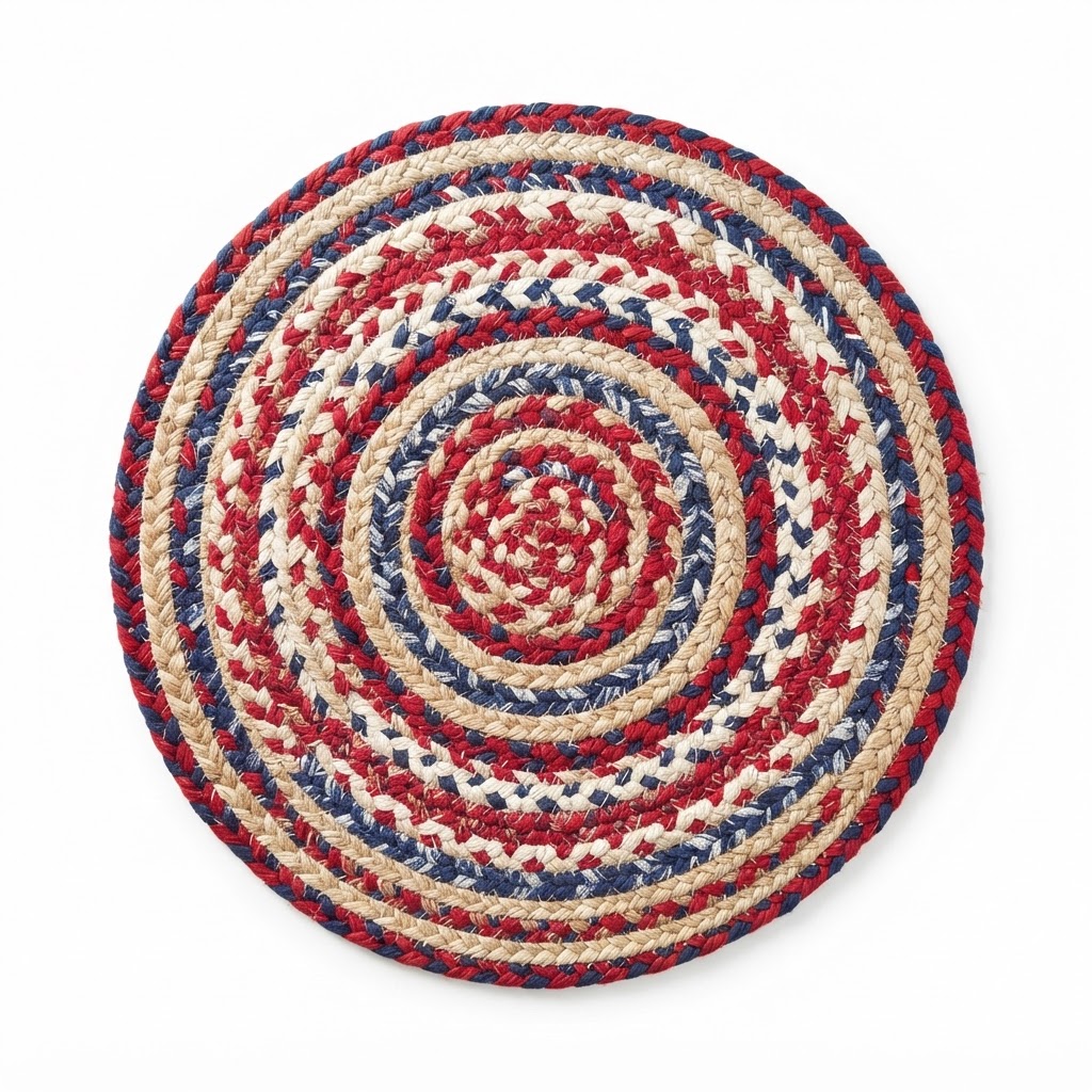 Red White and Blue Braided Rug