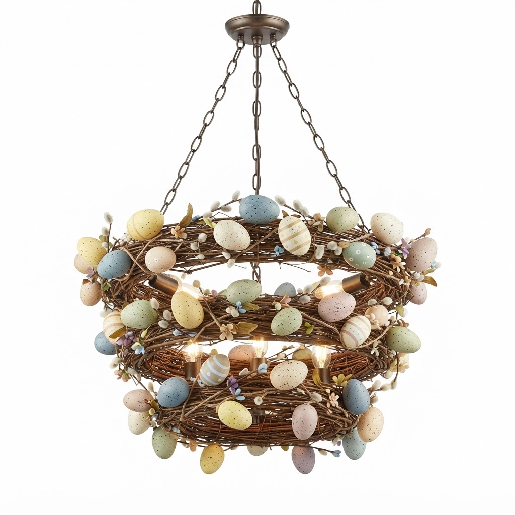 Woven Twig Easter Egg Chandelier