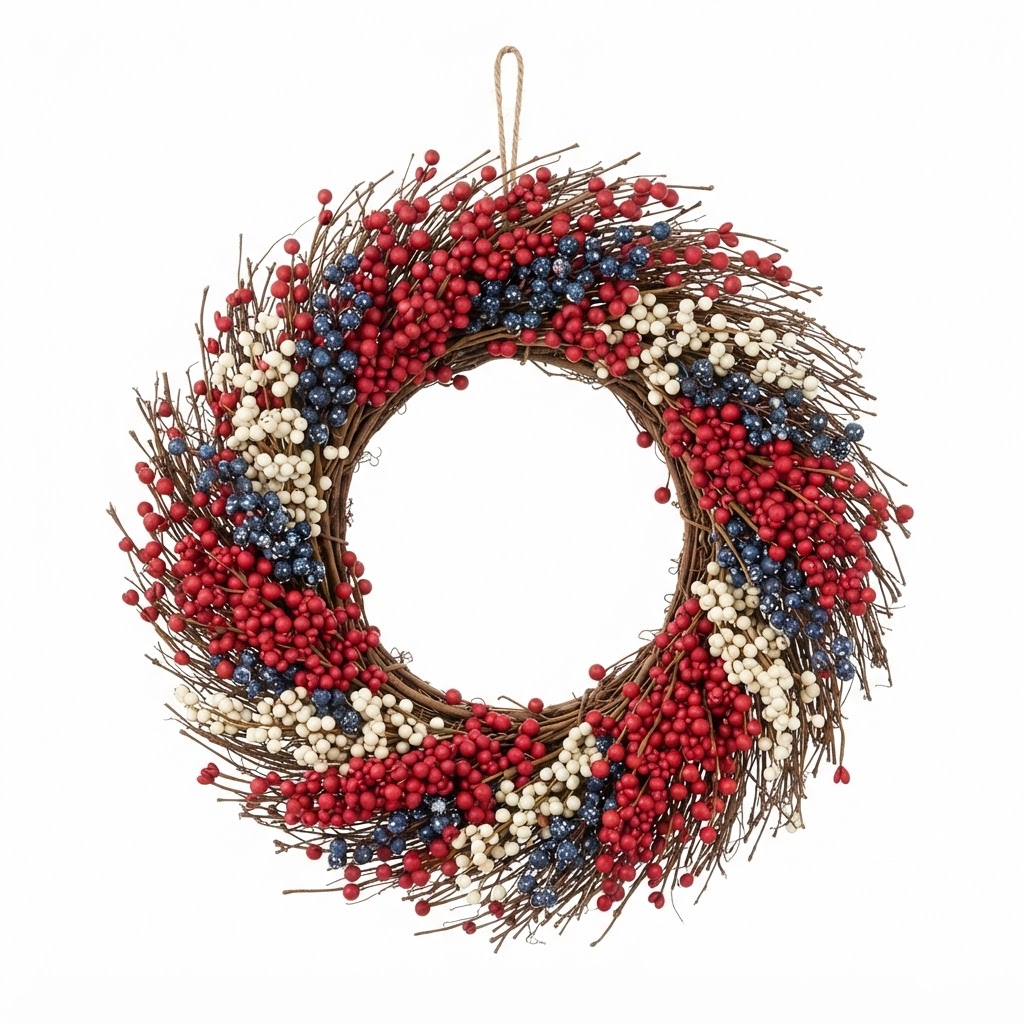 Red Berry Patriotic Front Door Wreath
