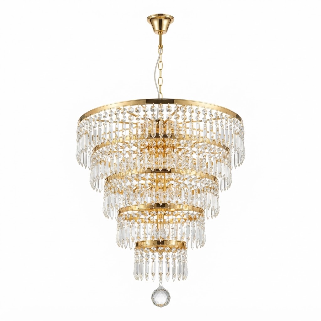 Gold Crystal Tiered Chandelier