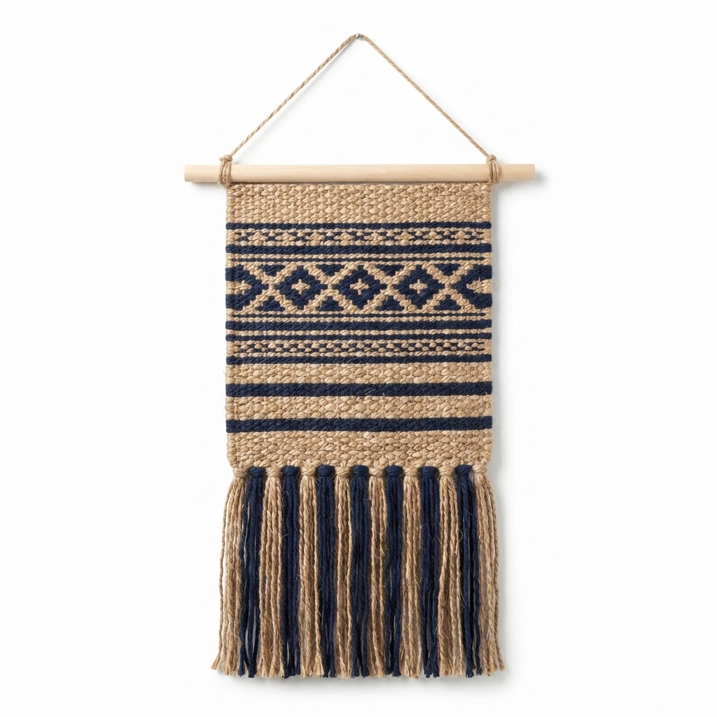 Woven Jute and Navy Wall Hanging