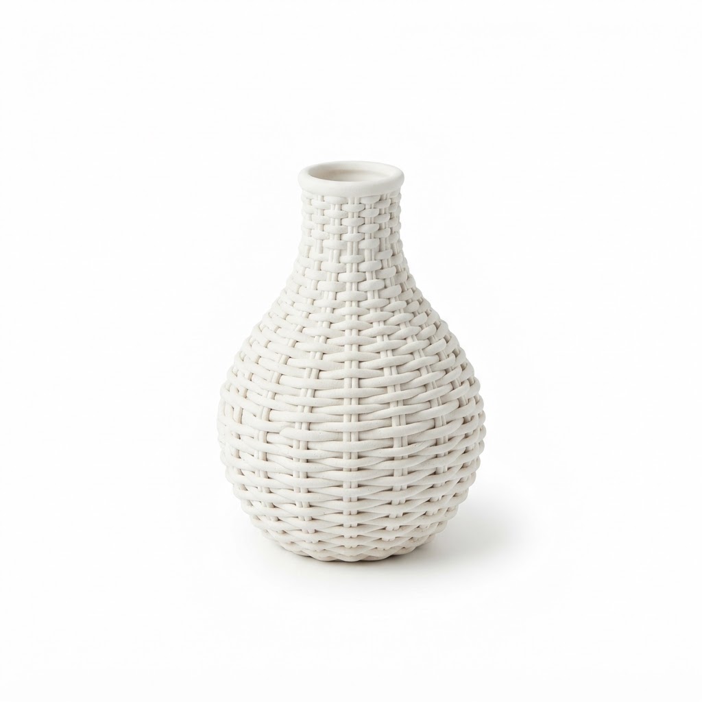 White Woven Ceramic Vase