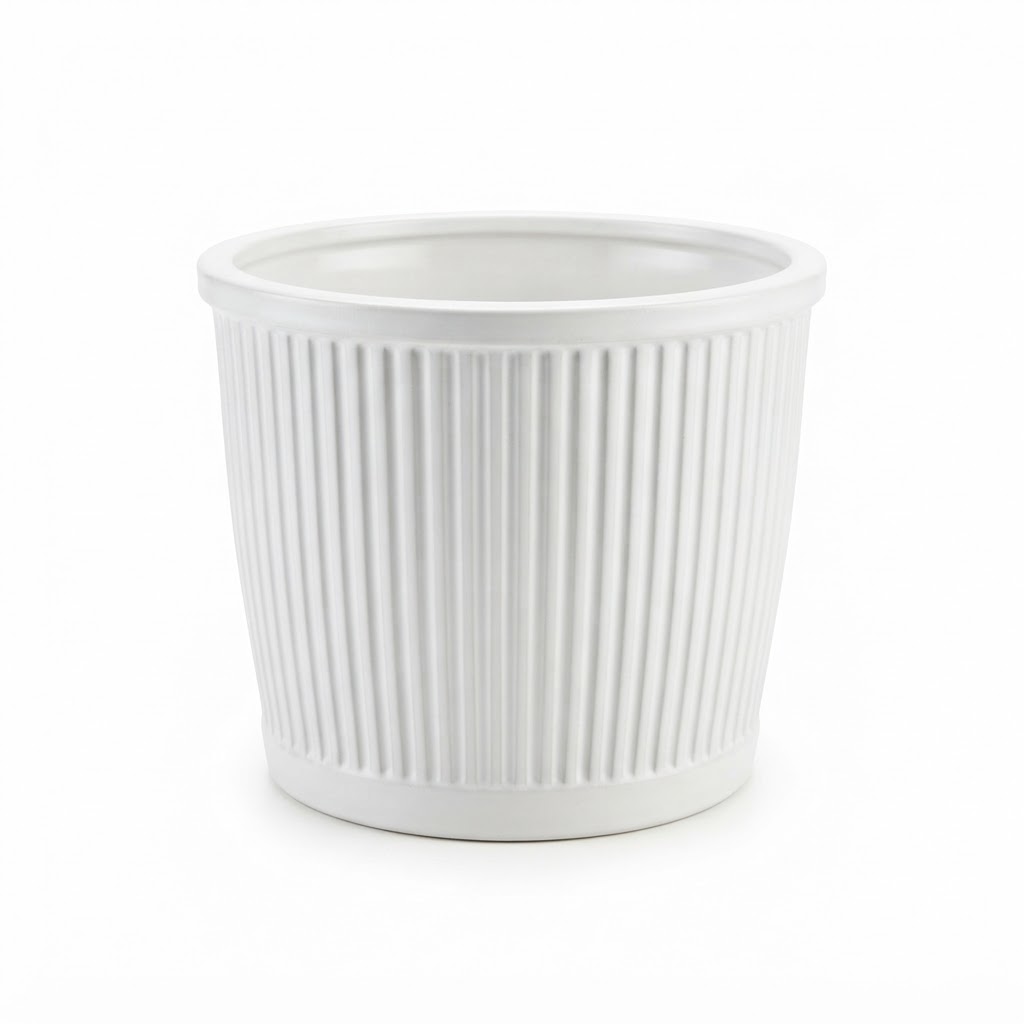 Ribbed White Planters