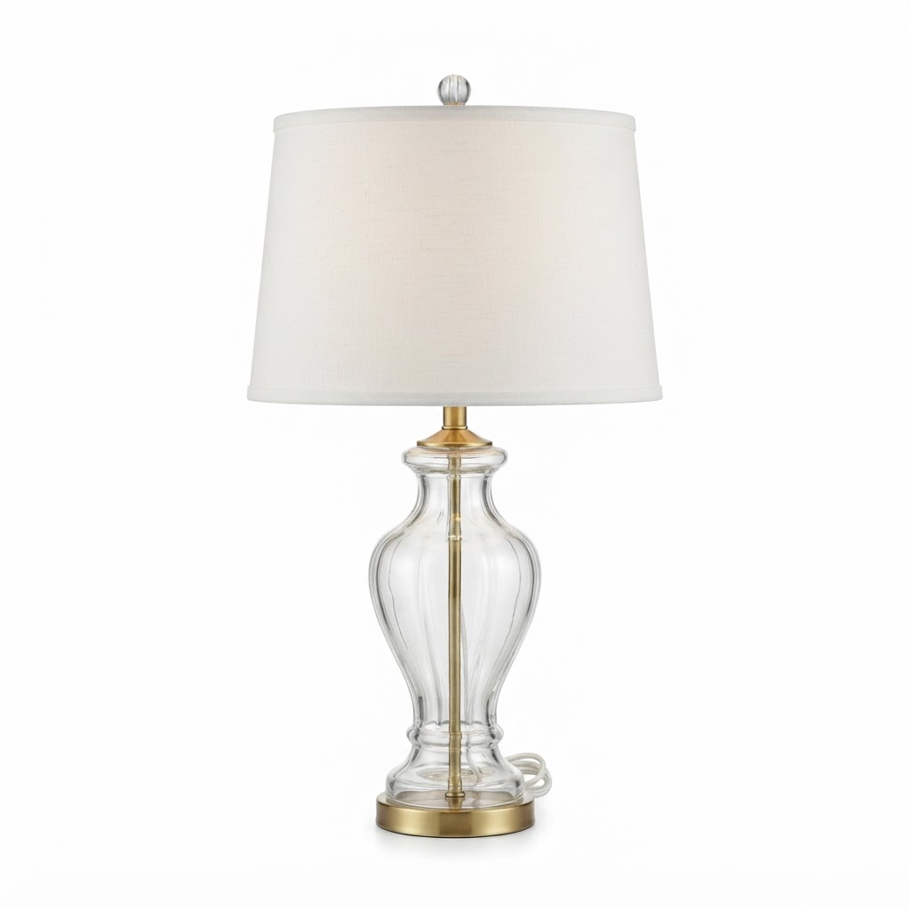 Glass Table Lamp with White Shade