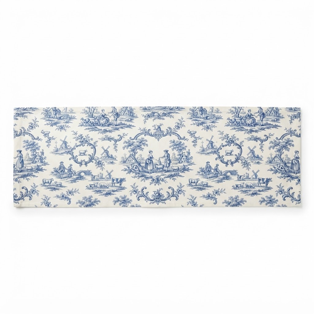 Blue and White Toile Table Runner