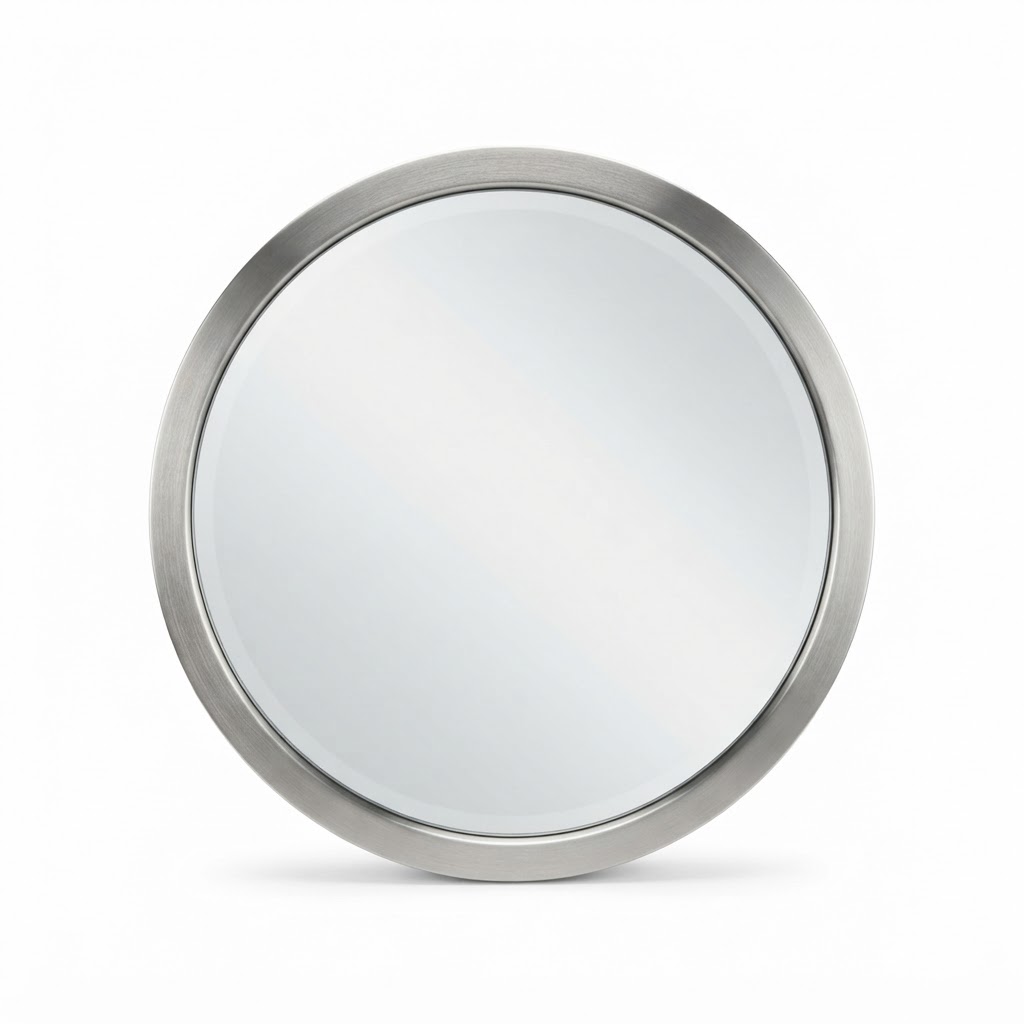 Brushed Metal Round Mirror