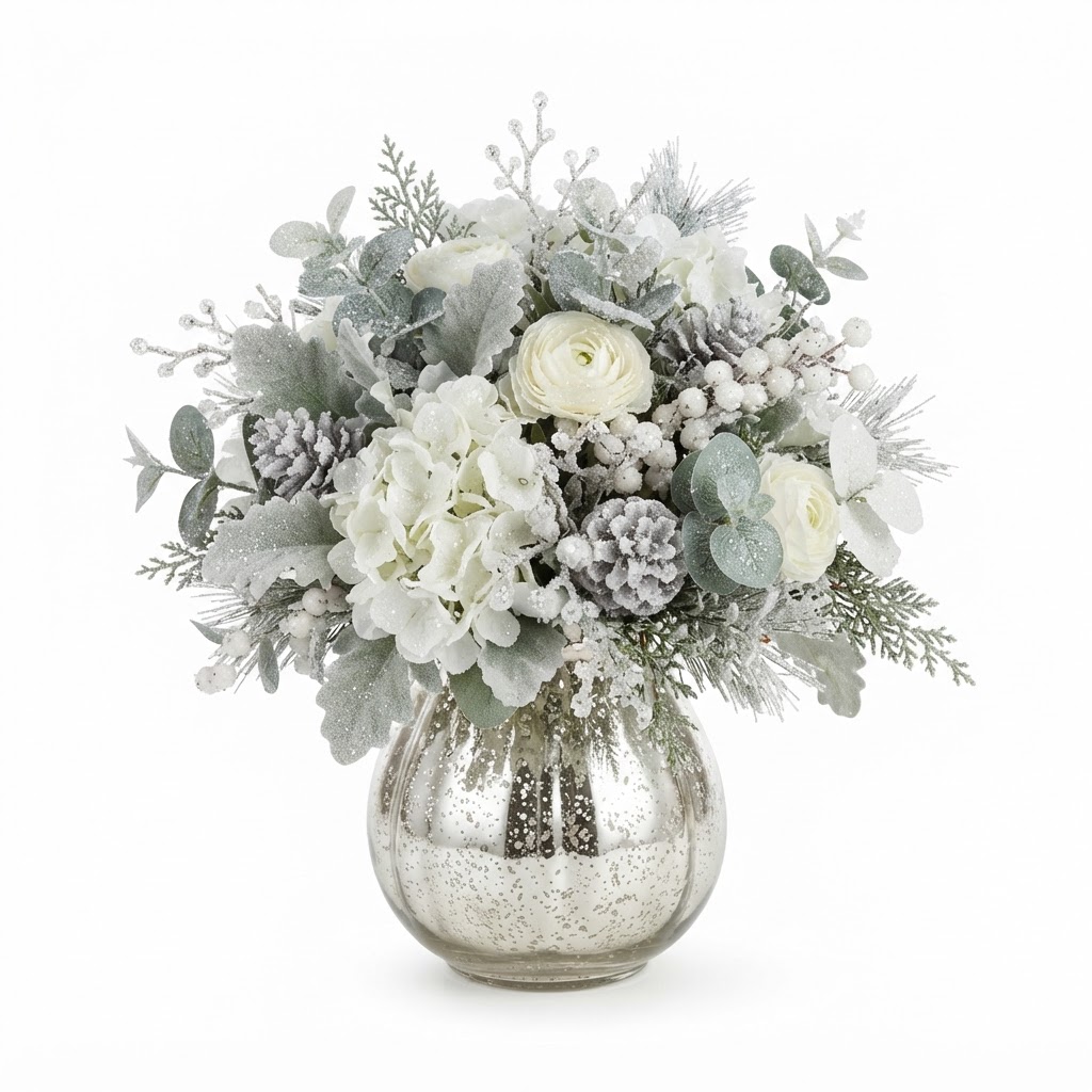 Winter Frosted Floral Arrangement