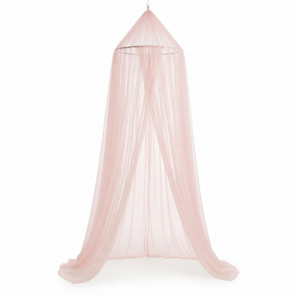 Transitional Blush Pink Sheer Bed Canopy