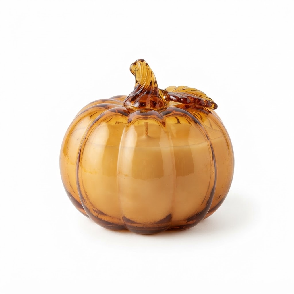 Amber Glass Pumpkin Candle