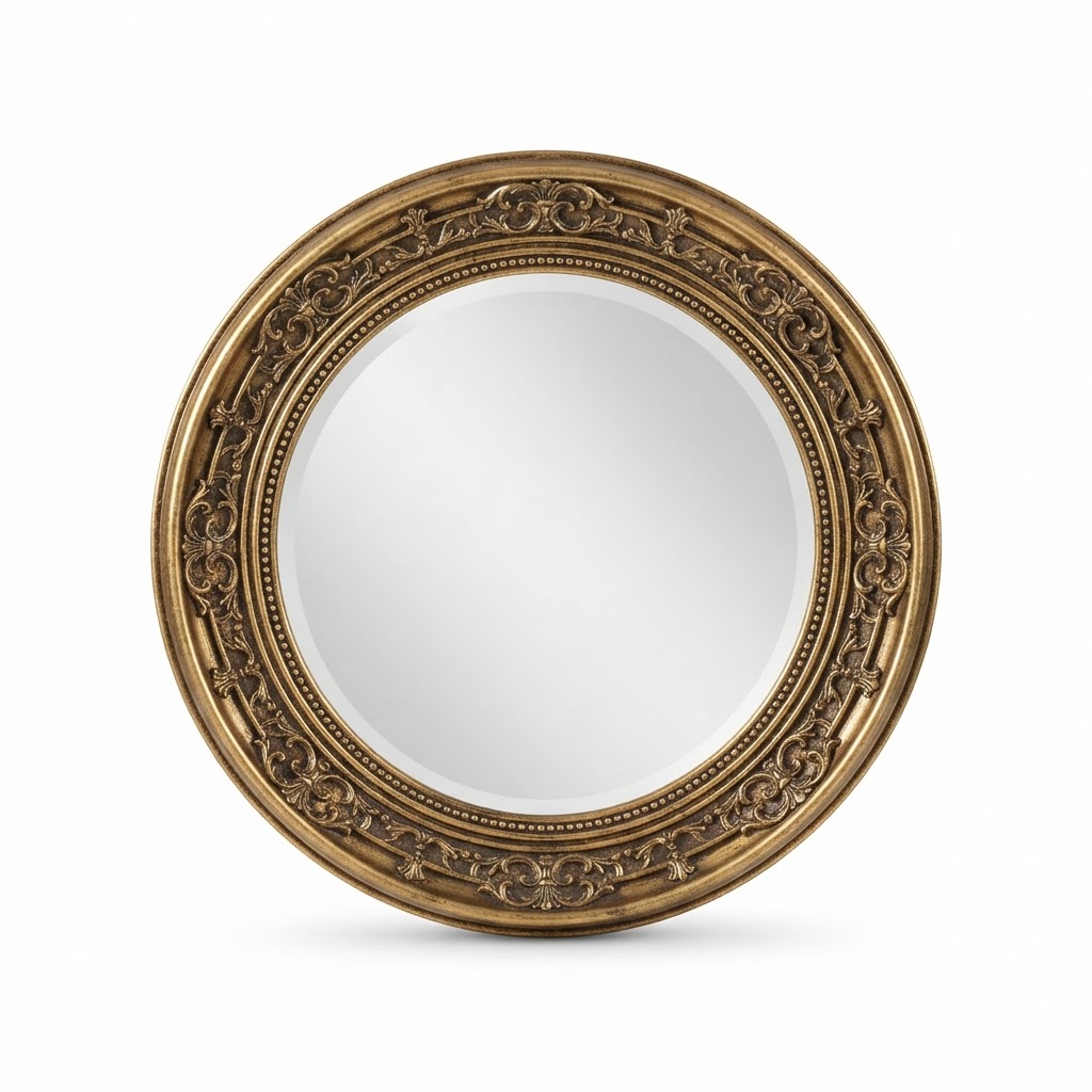 Antique Gold Round Wall Mirror