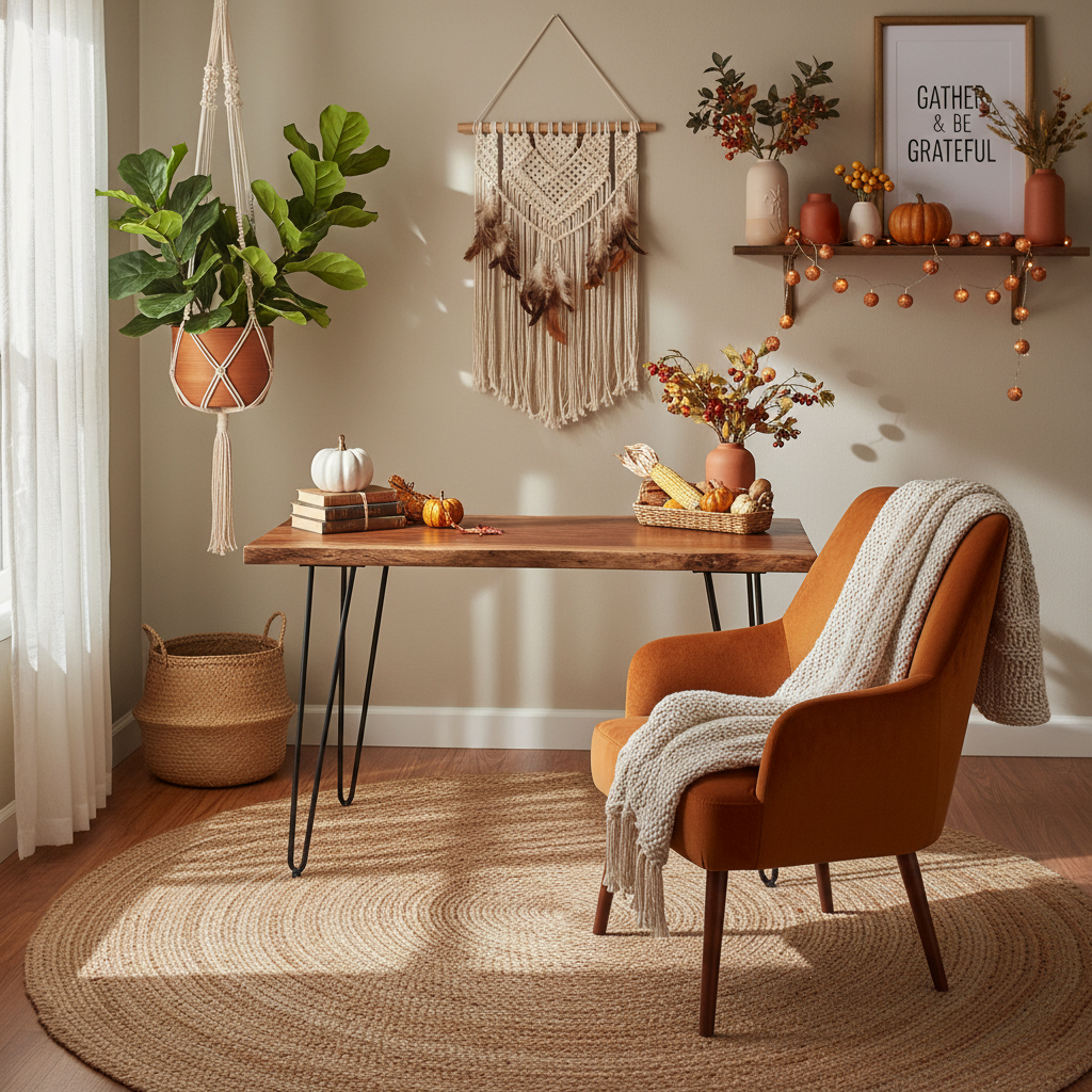 Boho Thanksgiving Home Office