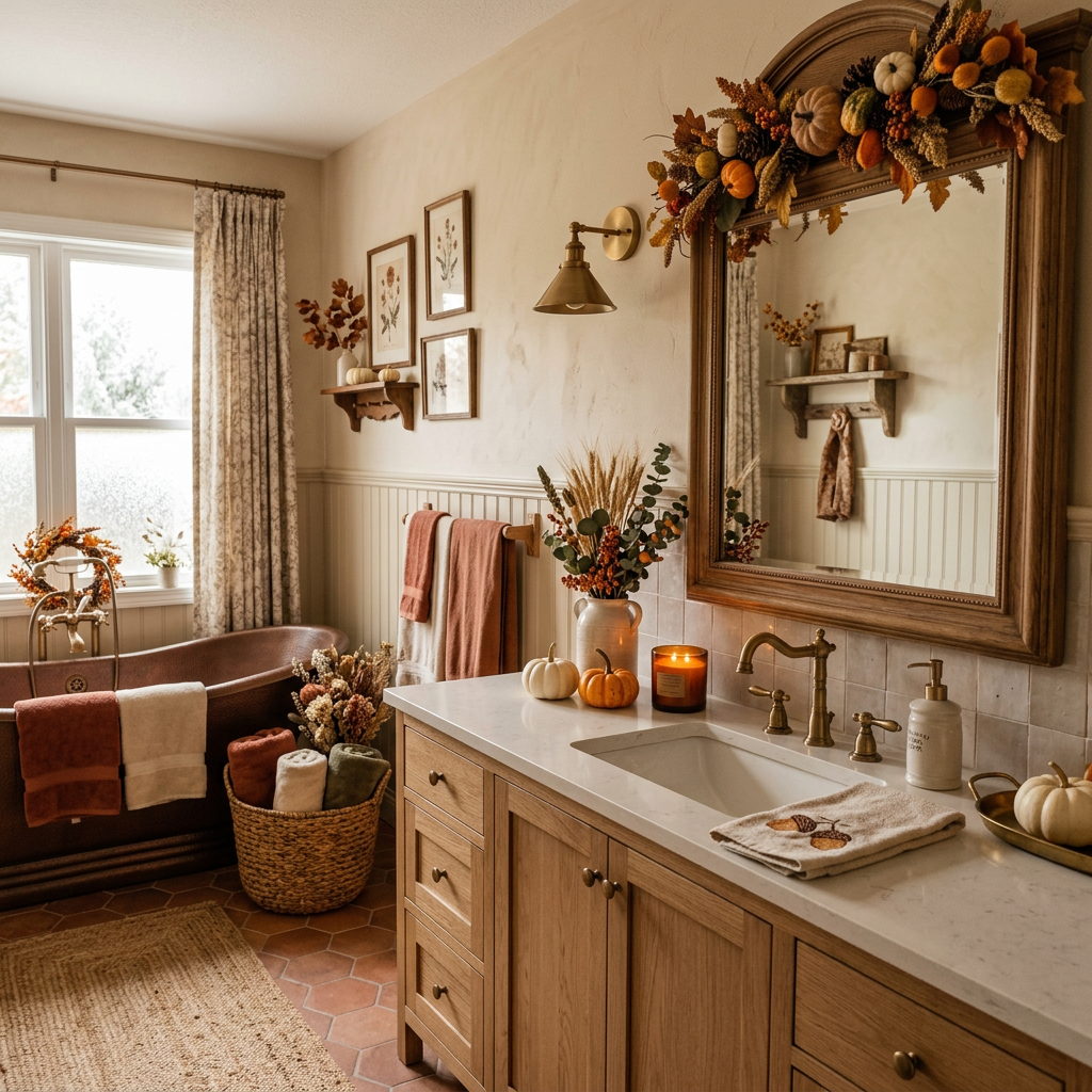 Cottagecore Thanksgiving Master Bathroom