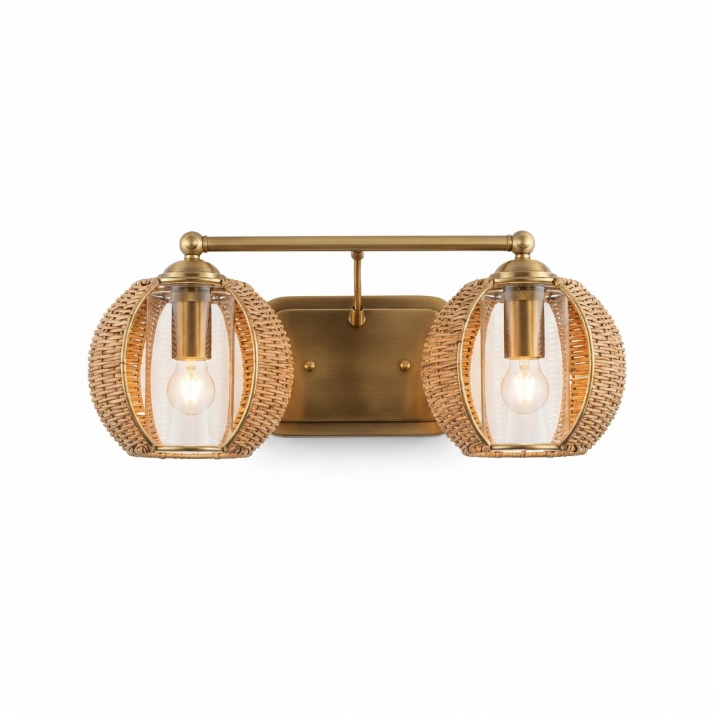 Brass 2-Light Bathroom Vanity Sconce