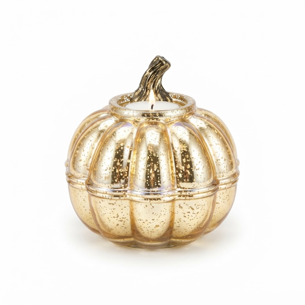 Glass Pumpkin Candle Holder