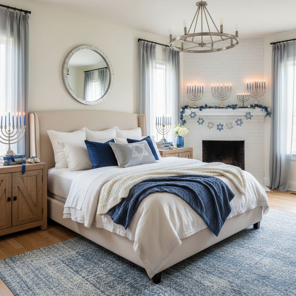 Modern Farmhouse Hanukkah Master Bedroom