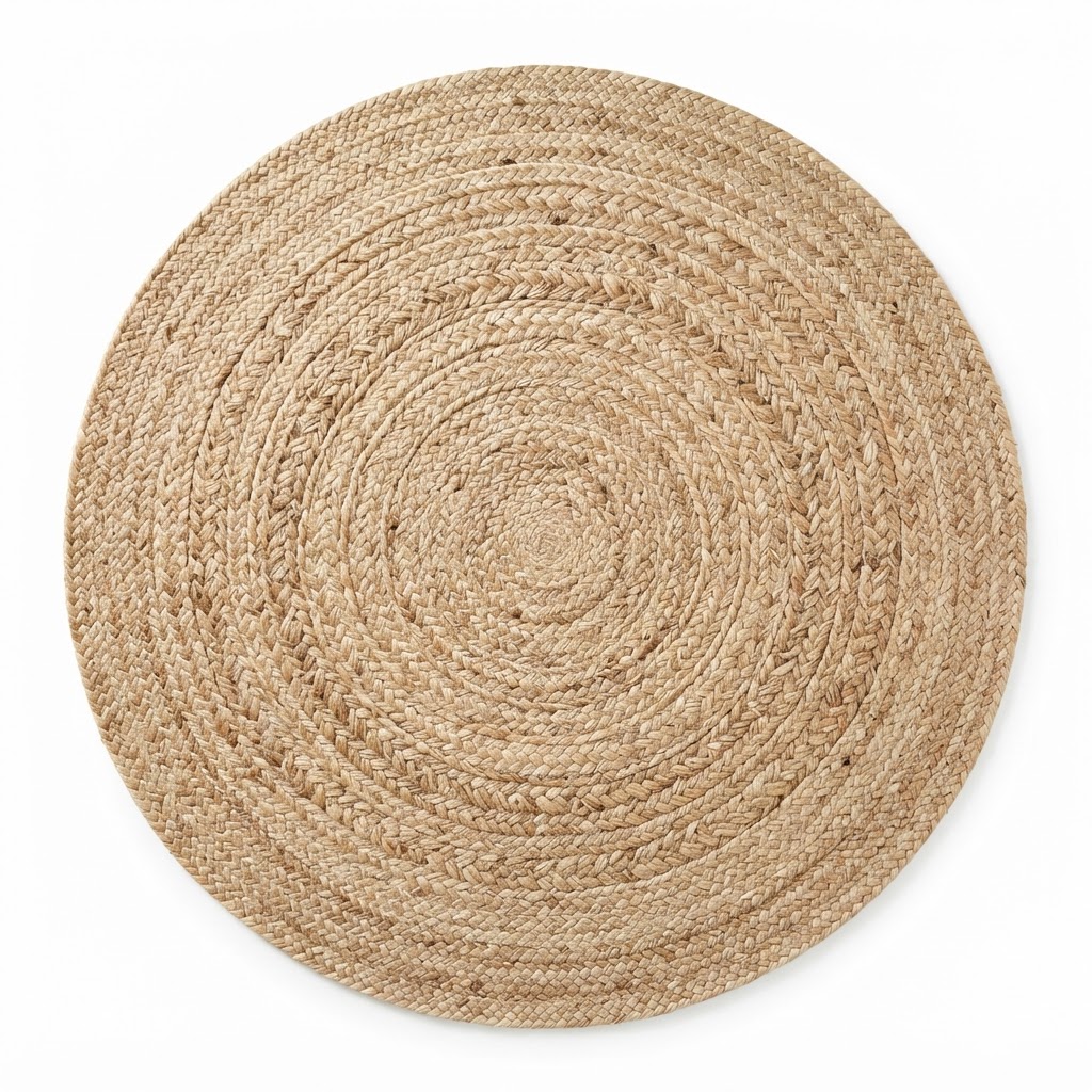 Transitional Round Jute Area Rug
