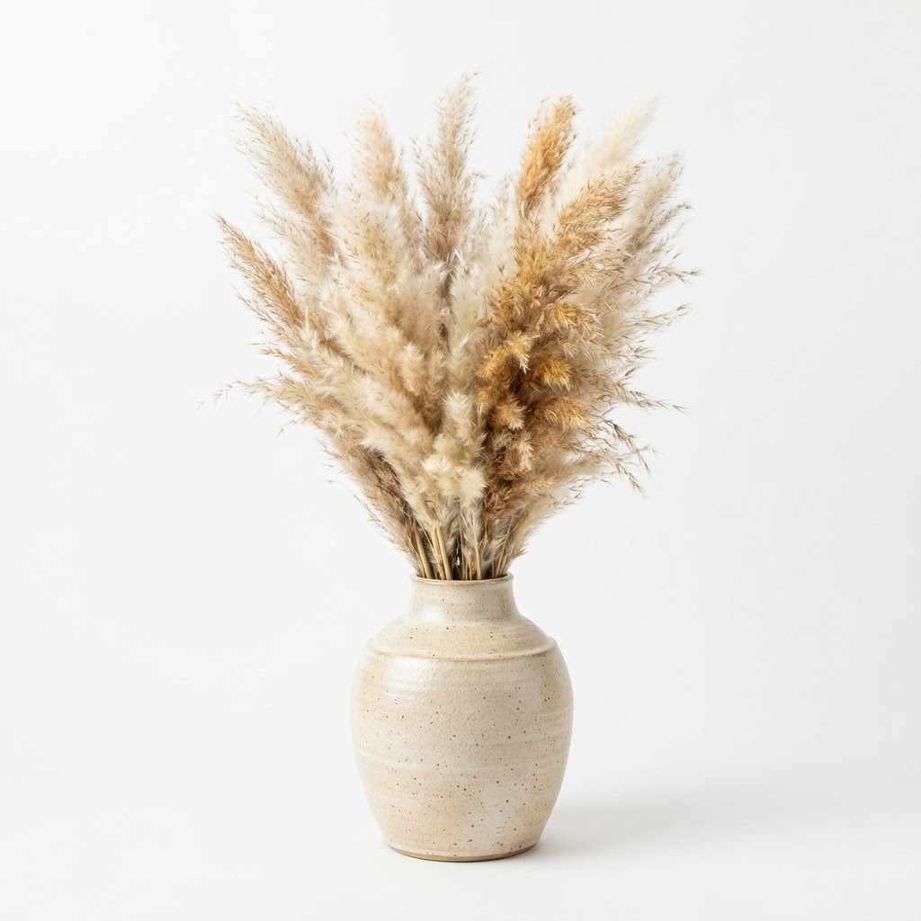 Ceramic Dried Pompous Grass Vase