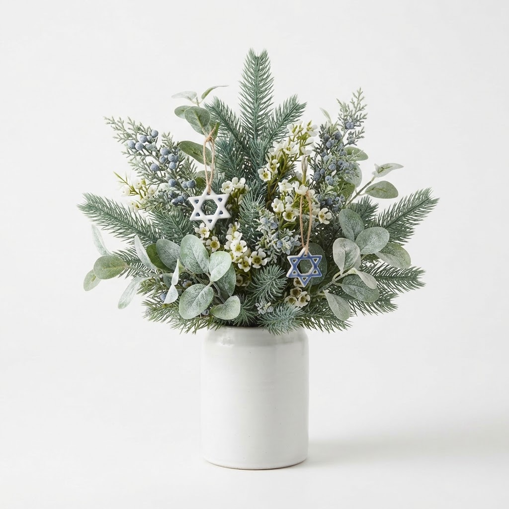 Elegant & Peaceful Artificial Winter Greenery Arrangement