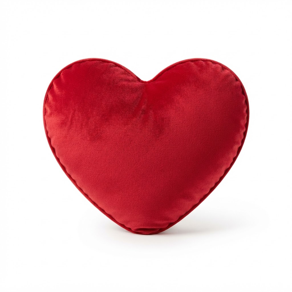Valentine Heart-Shaped Red Velvet Pillow