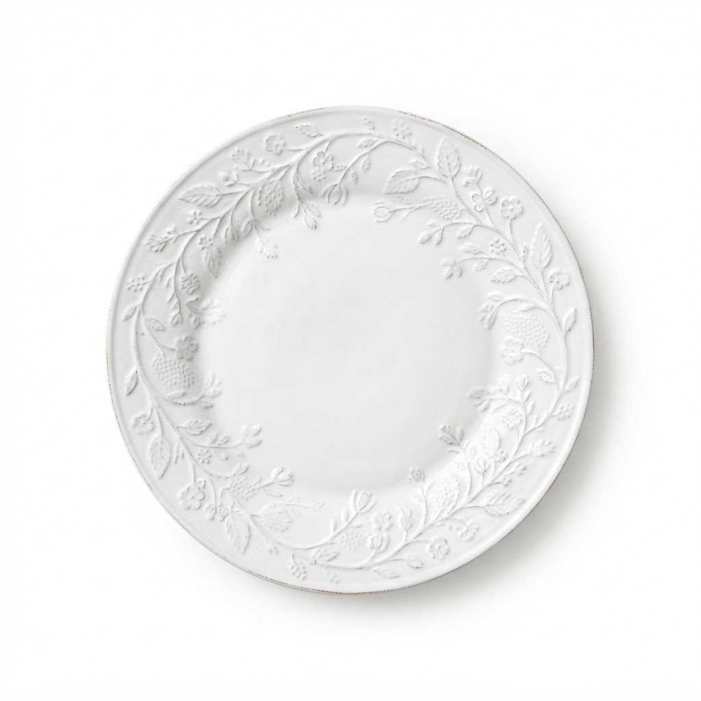 Spring White Ceramic Embossed Plates