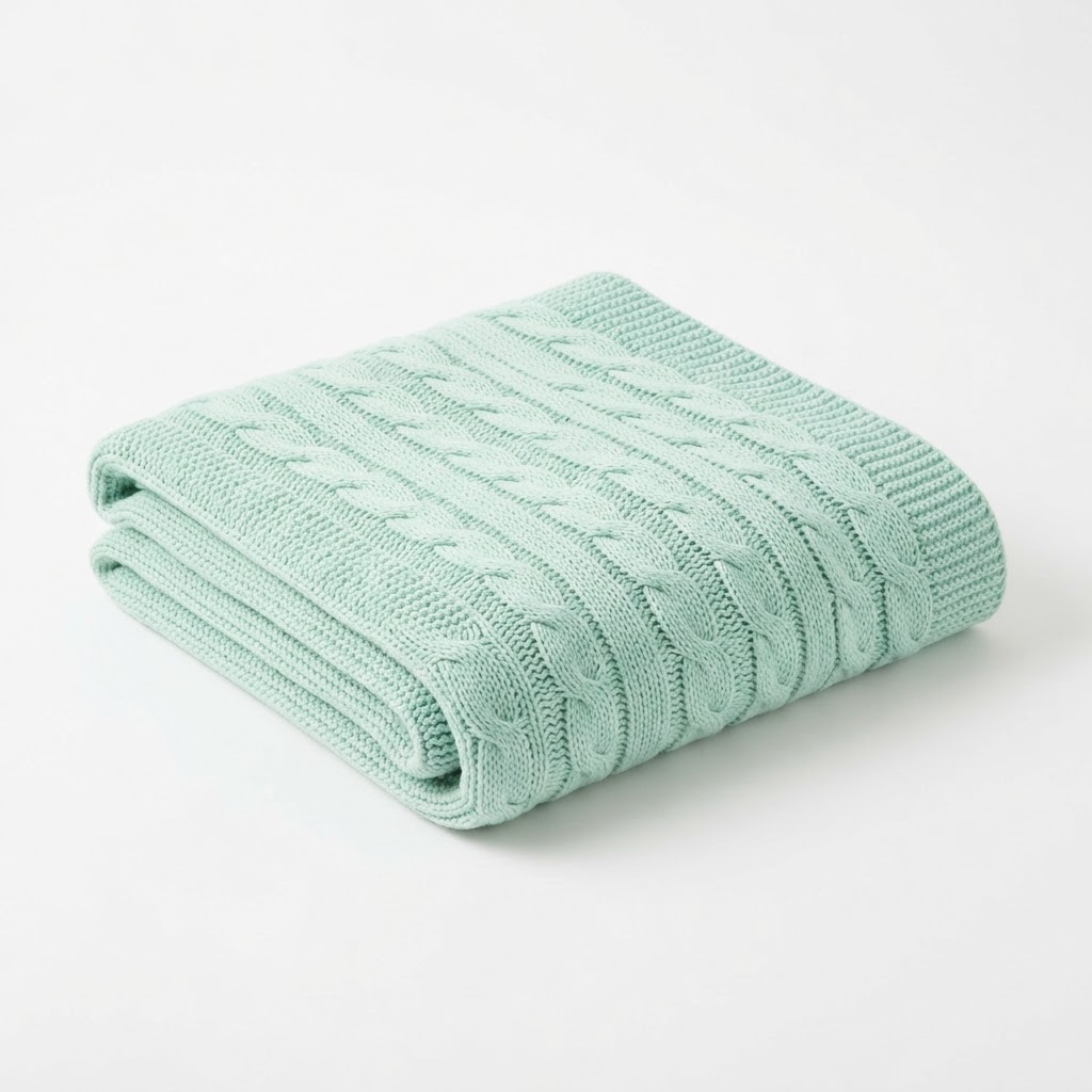 Mint Knit Cotton Throw