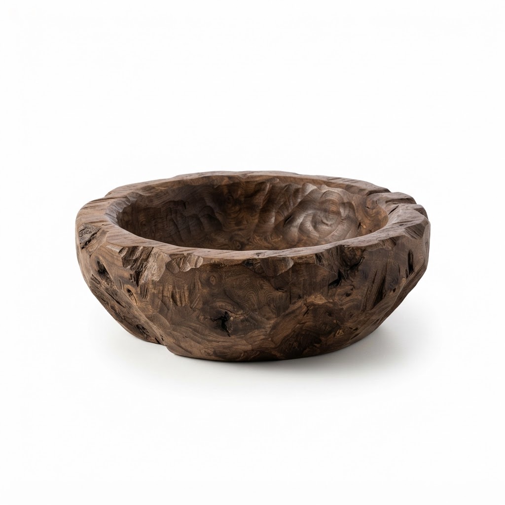 Artisan Hand-Carved Wooden Fruit Bowl