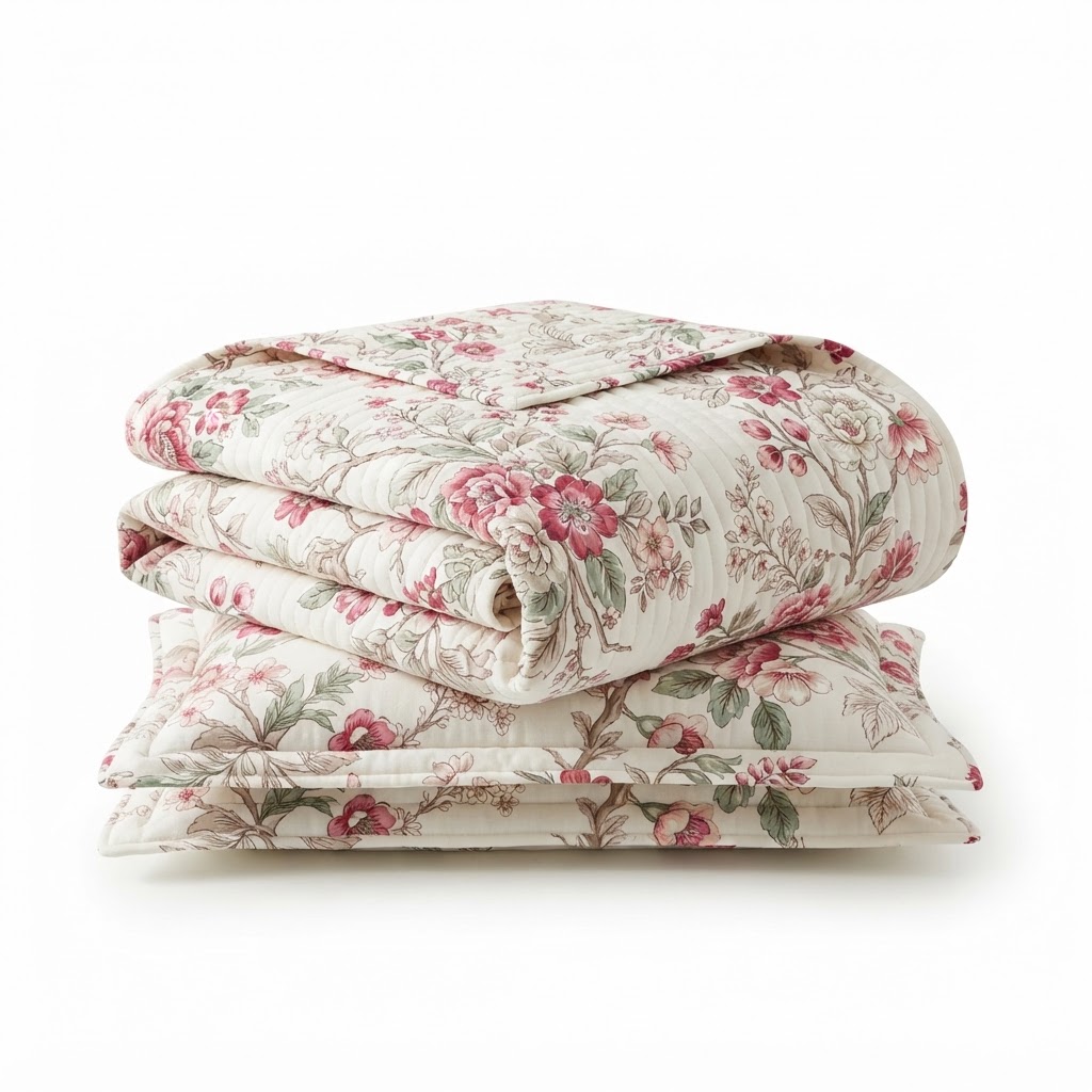 Transitional Floral Patterned Cotton Quilt Set