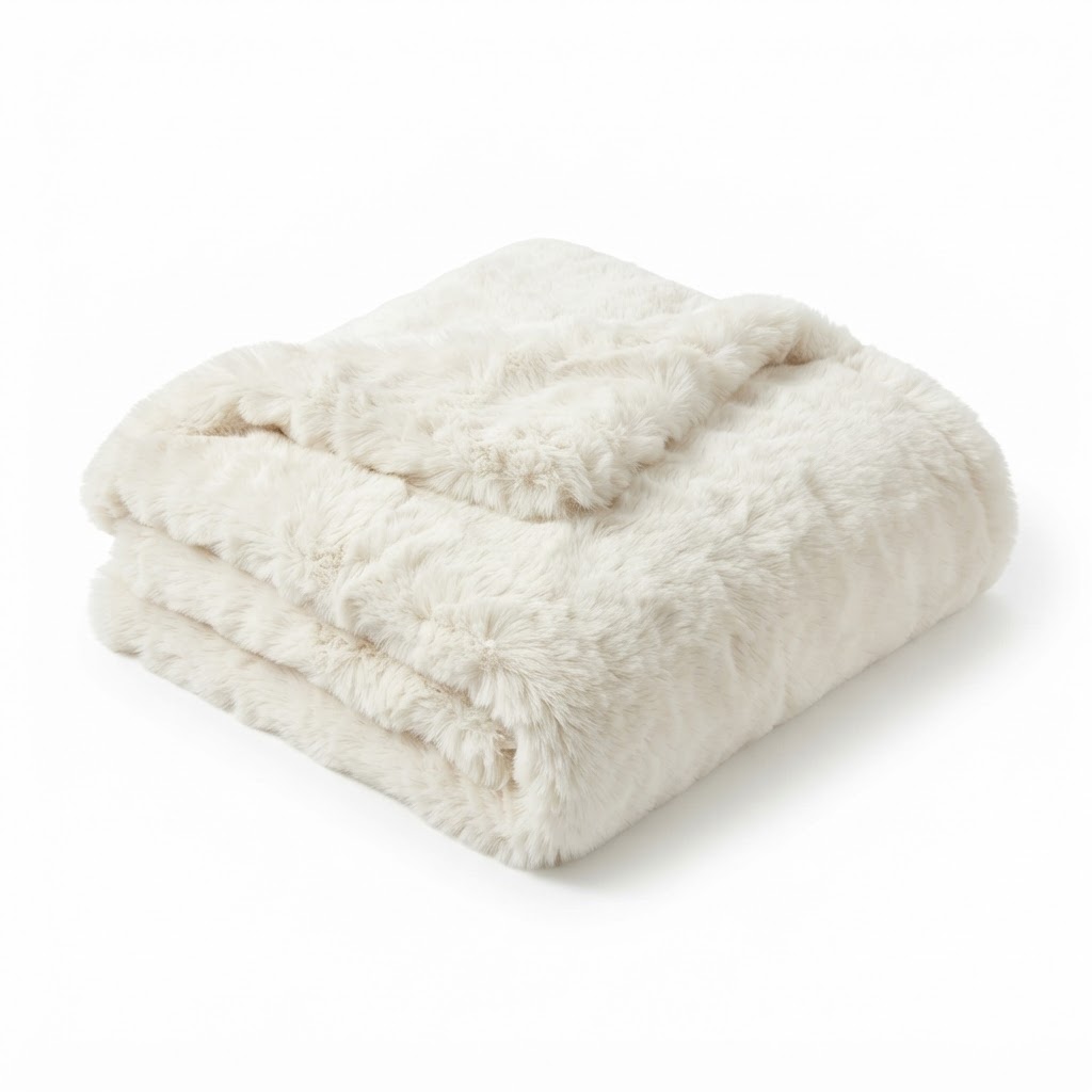 White Faux Fur Throw Blanket