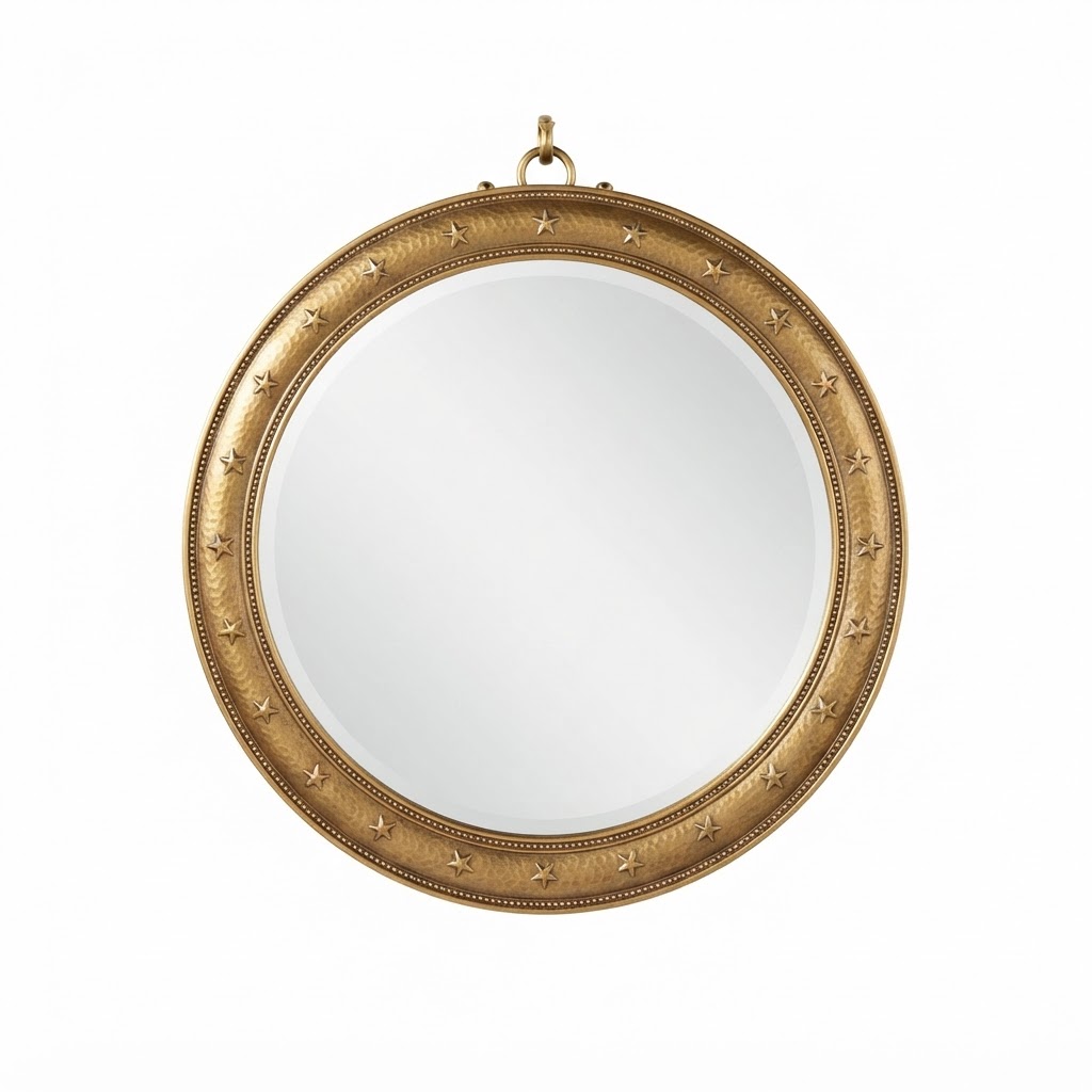 Transitional Gold Round Wall Mirror