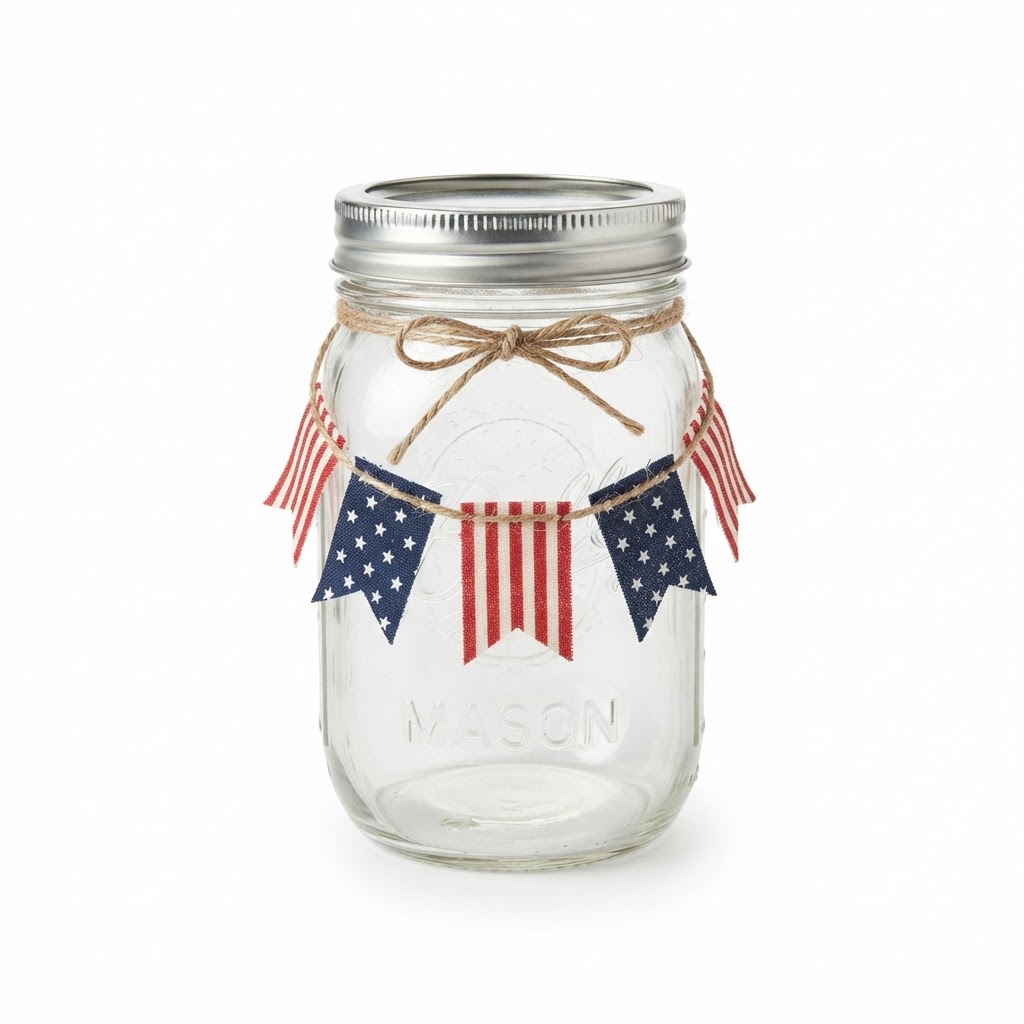 core Glass Mason Jar USA Bunting