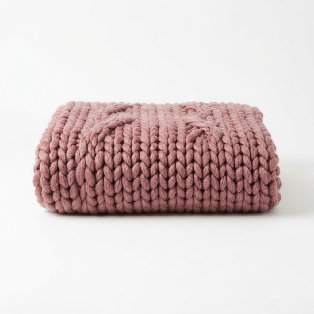 Dusty Rose Chunky Knit Throw