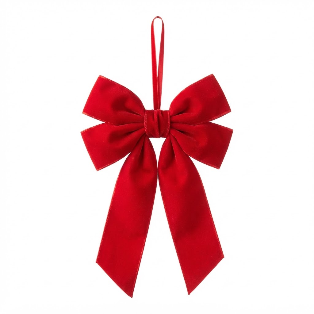 Red Velvet Hanging Ribbon Bow