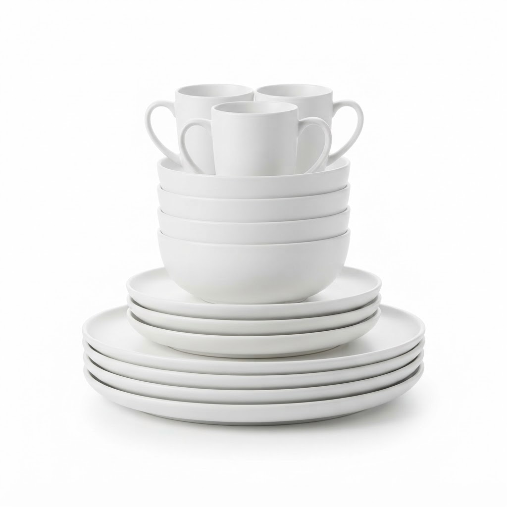Matte White Ceramic Dinnerware Set