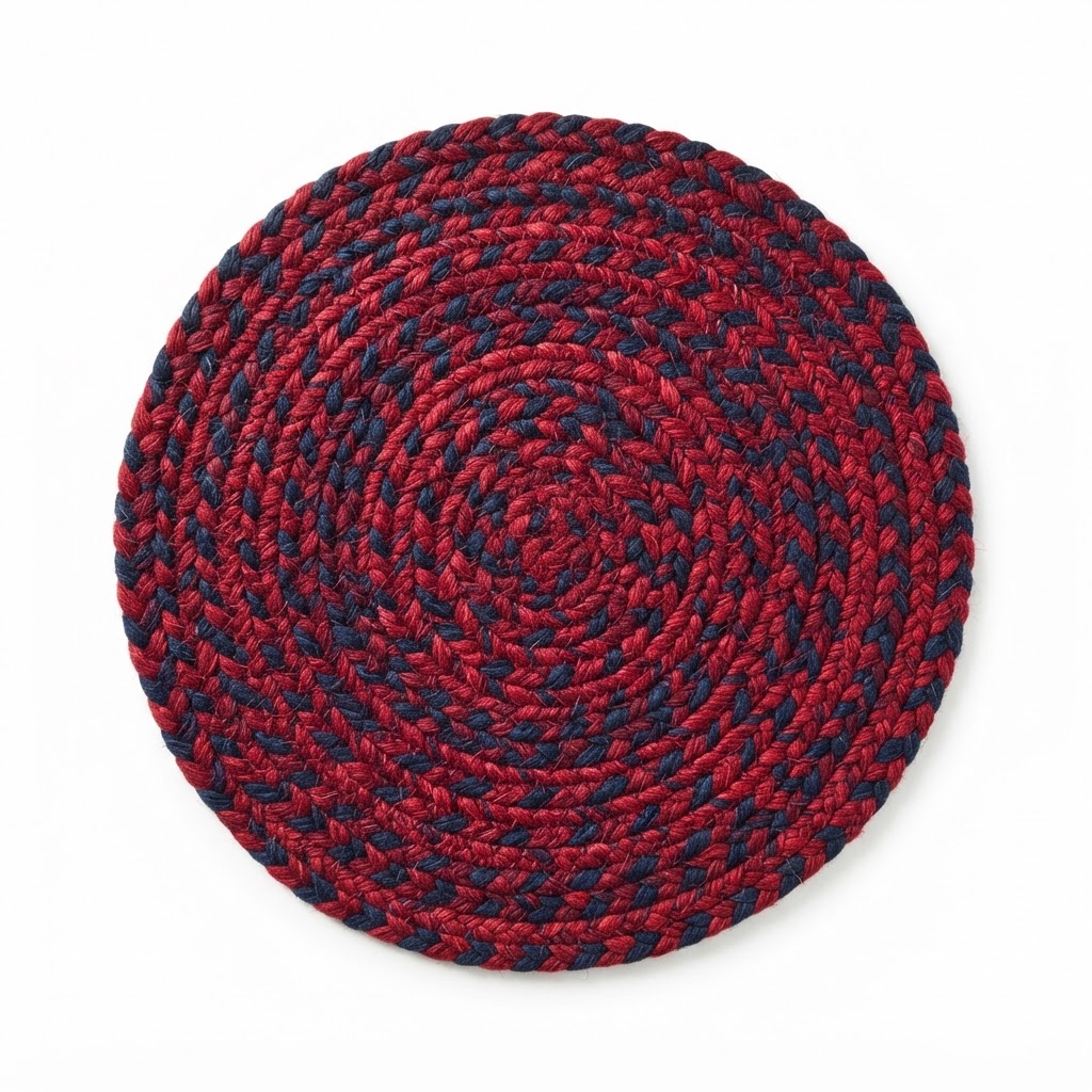 Red and Blue Braided Rug